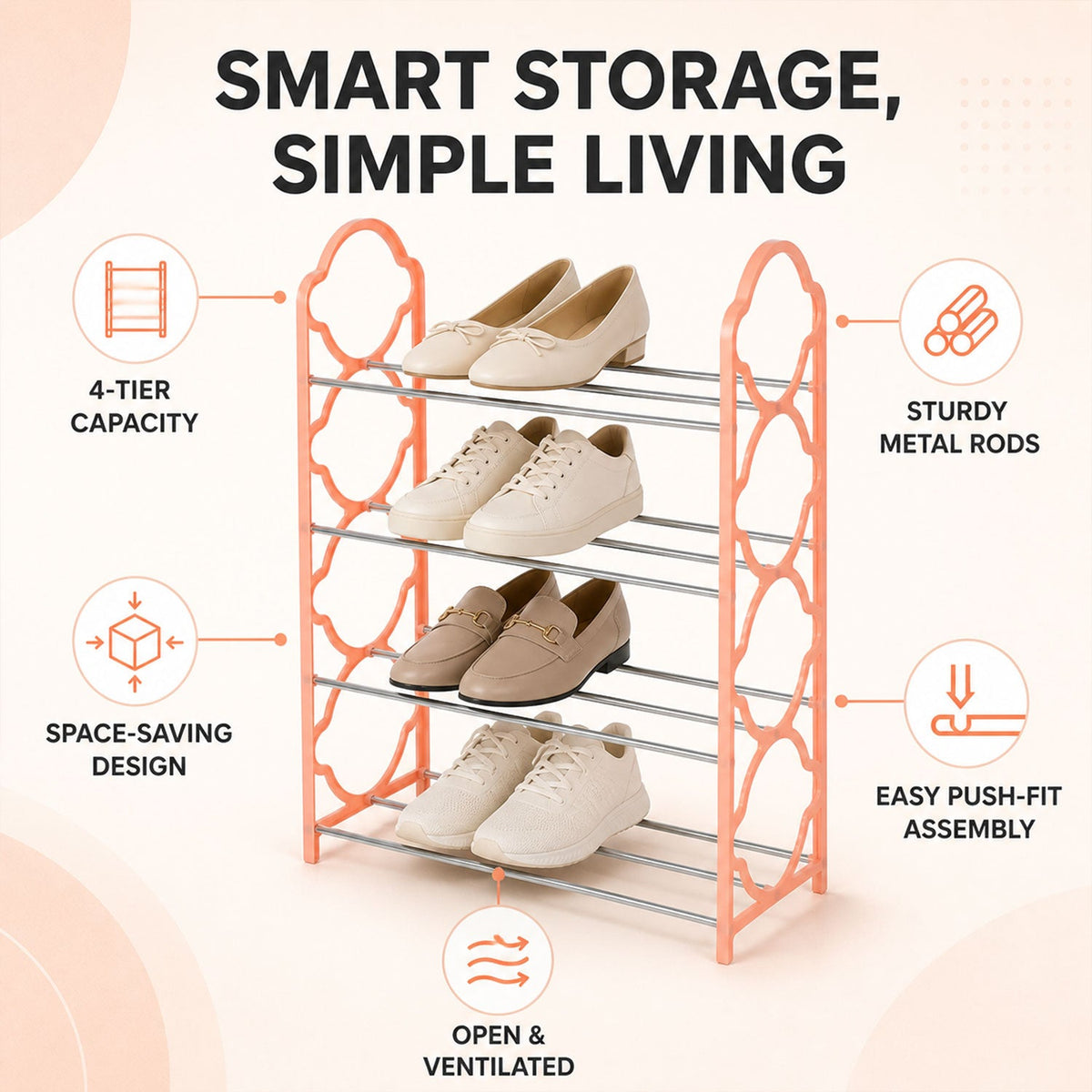 Folding Shoe Rack – 4-Layer Space Saver | India