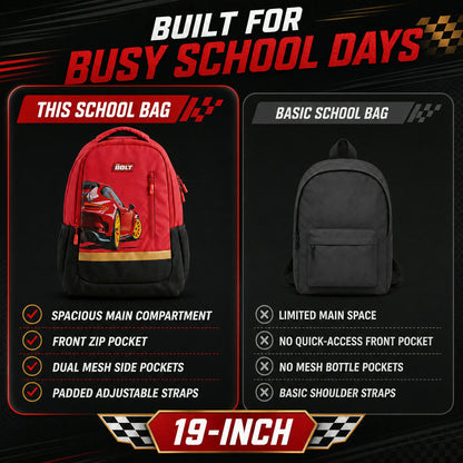 19-inch Kid’s School Bag – Spacious & Stylish with Car Design