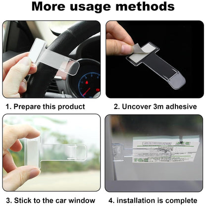 Close-up of the transparent Fastag car tag holder with its adhesive back.