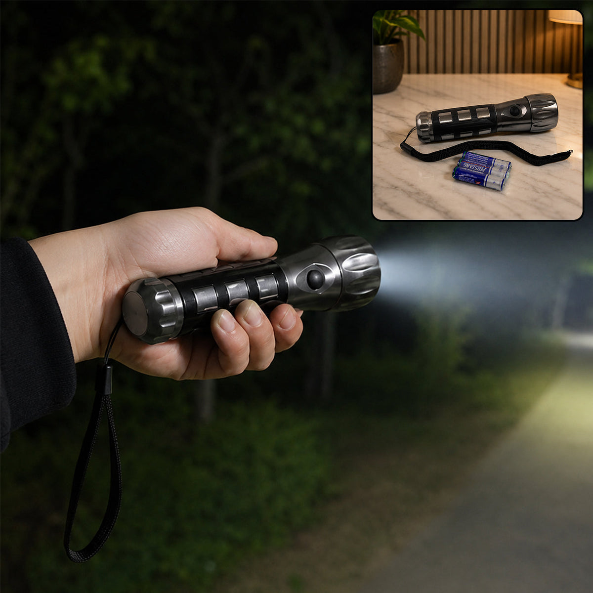 LED Hand Torch – Aluminium, Rubber Grip | Indo Glow