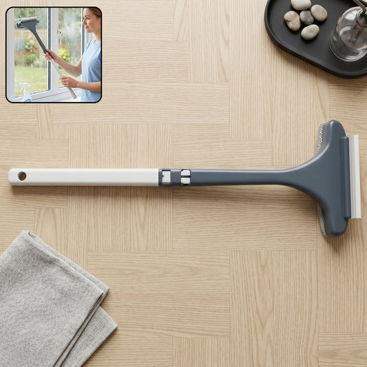 Close-up of 2 in 1 window glass cleaning wiper for streak-free cleaning