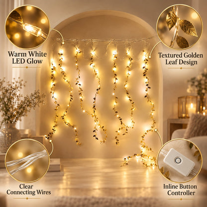 Leaf texture warm white LEDs and inline button controller details