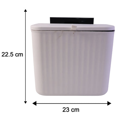 A white ribbed compost bin with a closed lid and black mounting bracket, showing dimensions of 22.5 cm and 23 cm.